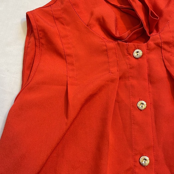 Vintage Orange Swing Sleeveless Blouse with Tie size XS - Picture 3 of 6